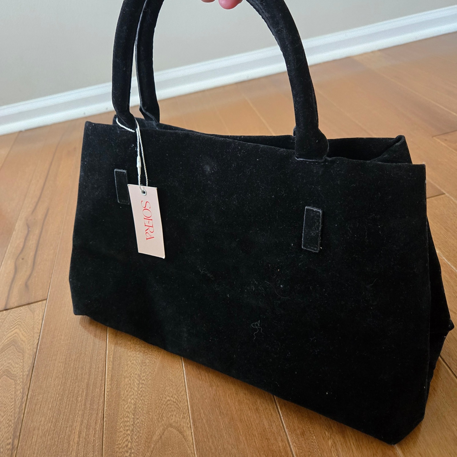 Soera Black Velvet Tote Bag Large Handbag Magnetic Closure New With Tags — image 2 of 6